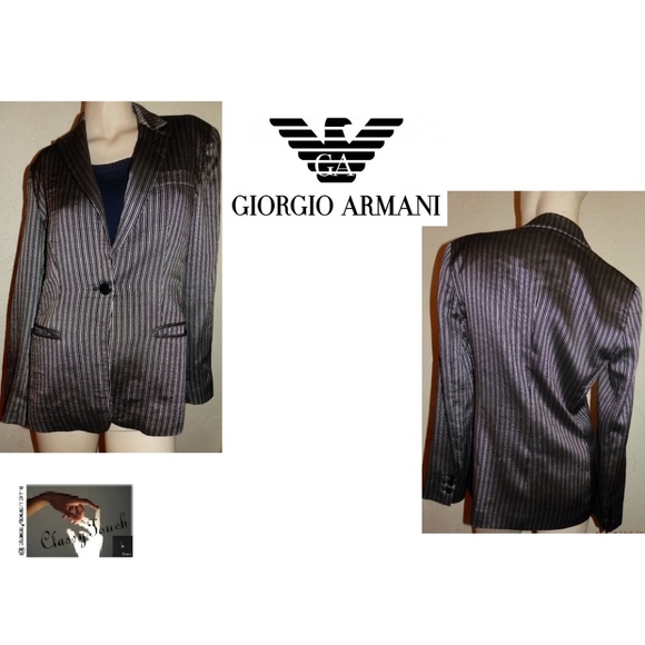 Armani Collezioni Jackets & Blazers - Armani Collezioni  Black Pinstripe  Blazer